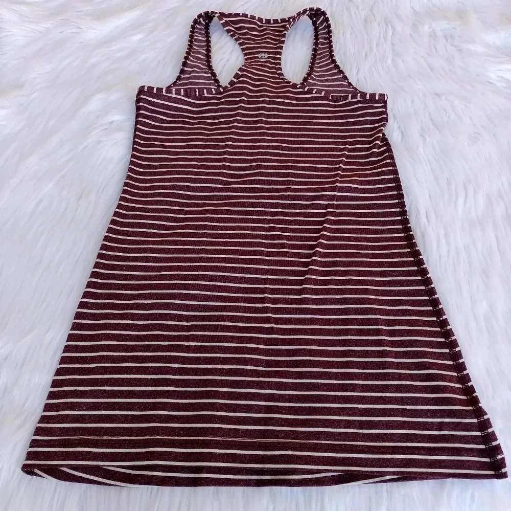 LULULEMON CRB COOL RACERBACK Tank Top 4 Stripe White Striped Bordeaux Drama.